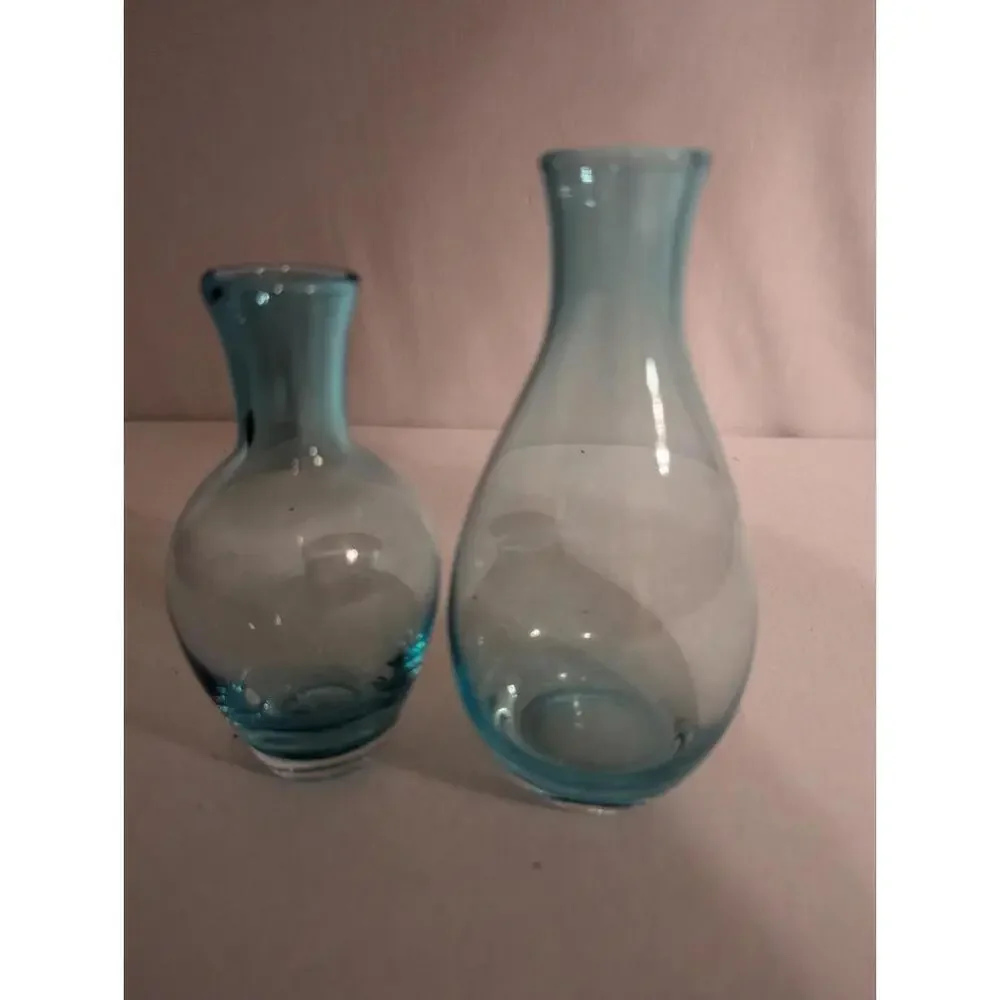 Vintage Pair Of Fantasy Blue Bud Vases